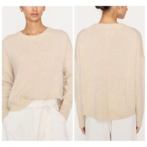 Brochu Walker Womens Classic Crew Neck Ultra Soft Cream Cashmere Sweater Size XS